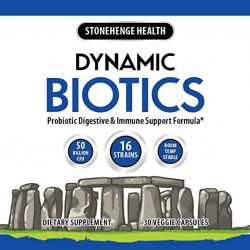 Probiotics 50 Billion CFU - 16 Strains, Prebiotic, Synbiotic - Stonehenge Health Dynamic Biotics - Lactobacillus Acidophilus, Delayed Release, Shelf Stable, Non-GMO Gluten Free Veggie Capsule (6 Pack)